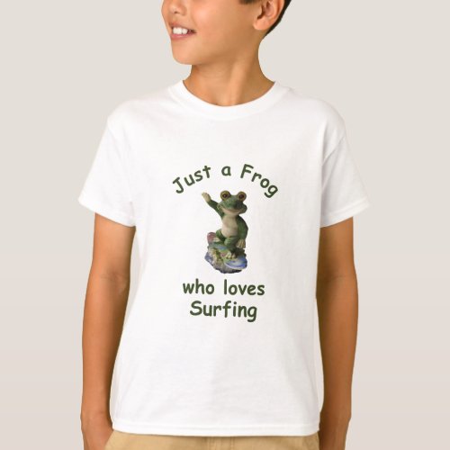 Funny kawai surfing frog T_Shirt