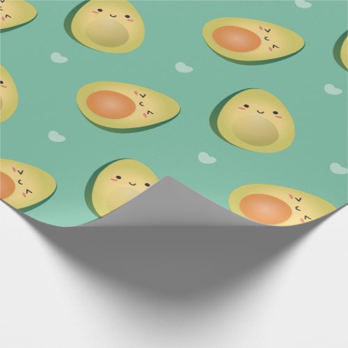 Funny Kawaii Avocados Lets Avocuddle Pattern Wrapping Paper