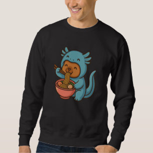 Funny Kawaii Axolotl and Capybara Eating Ramen Ani Sweatshirt