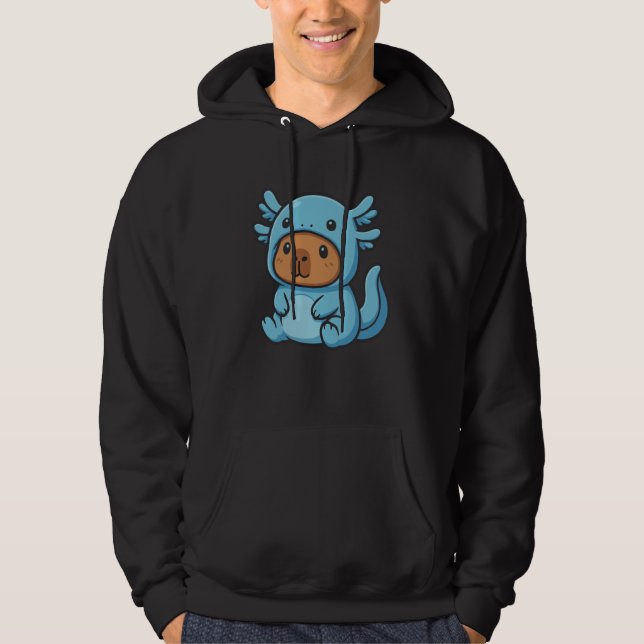 Funny Kawaii Axolotl and Capybara Lover Kids Anima Hoodie (Front)