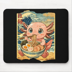 Funny Kawaii Axolotl Ramen Noodle Bowl Japanese Wa Mouse Pad