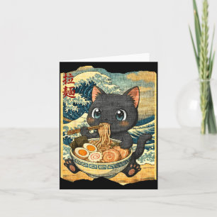 Funny Kawaii Black Cat Ramen Noodle Bowl Japanese Card