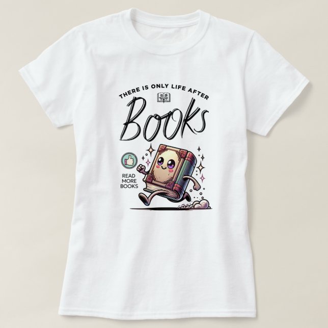 Funny Kawaii Book with quote Read more books T-Shirt (Design Front)