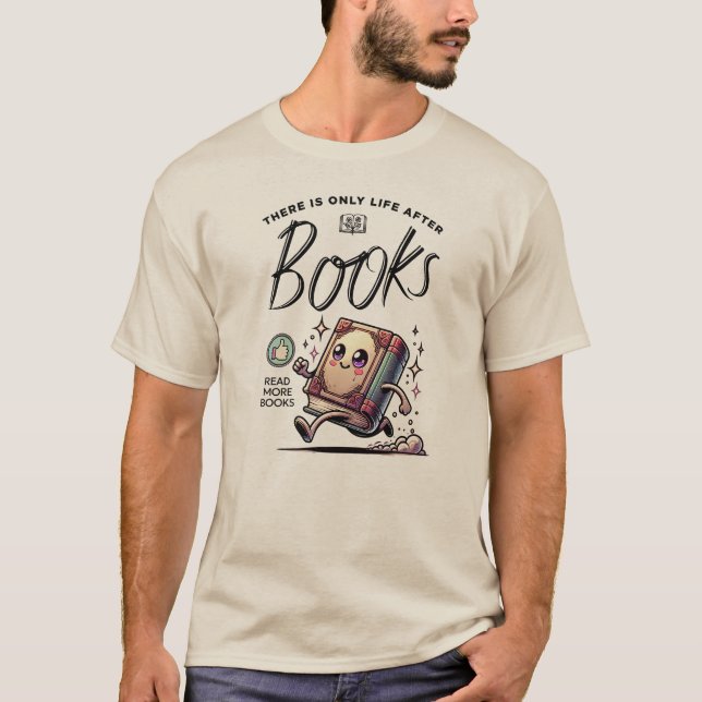 Funny Kawaii Book with quote Read more books T-Shirt (Front)