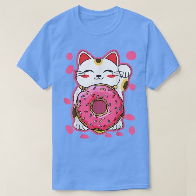 Funny Kawaii Cat Donut Japanese Anime Women Girls  T-Shirt (Design Front)