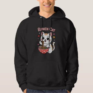 Funny Kawaii Cat Eating Ramen Hoodie