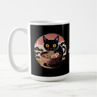 Funny Kawaii Cat Eating Ramen Noodles Cute Anime