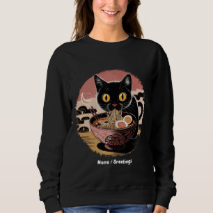 Funny Kawaii Cat Eating Ramen Noodles Cute Anime Sweatshirt