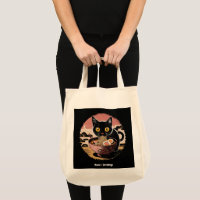 Funny Kawaii Cat Eating Ramen Noodles Cute Anime