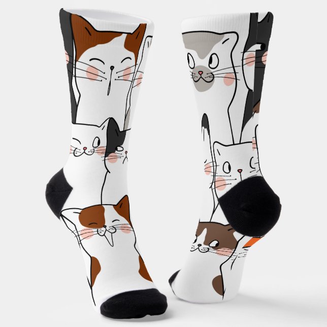 Funny Kawaii Cats Socks (Angled)