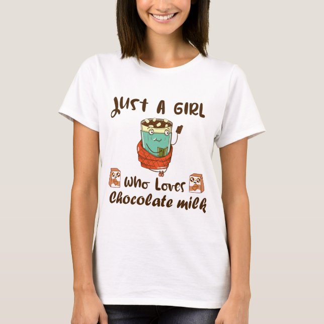 Funny kawaii chocolate milk design for girls T-Shirt (Front)
