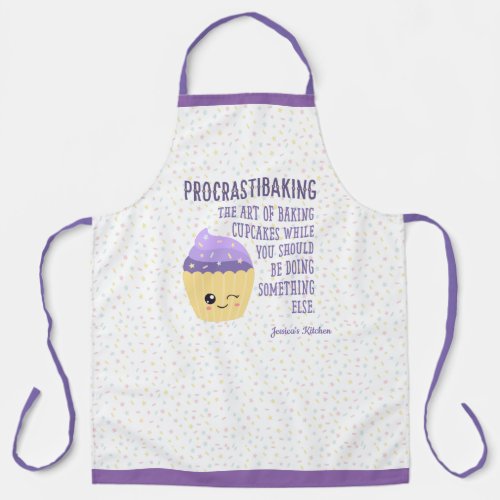 Funny Kawaii Cupcake Sprinkles Procrastibaking Apron