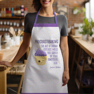 Funny Kawaii Cupcake Sprinkles Procrastibaking Apron