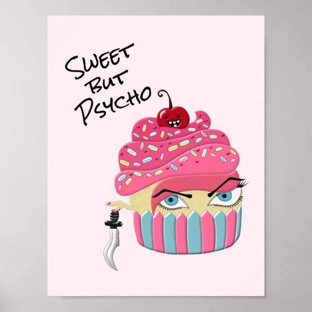 Funny Kawaii Food Art Cute Halloween Cupcake Poster (Front)