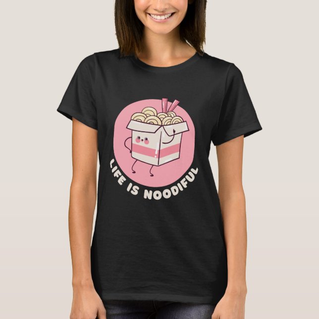 Funny Kawaii Food Noodles T-Shirt (Front)