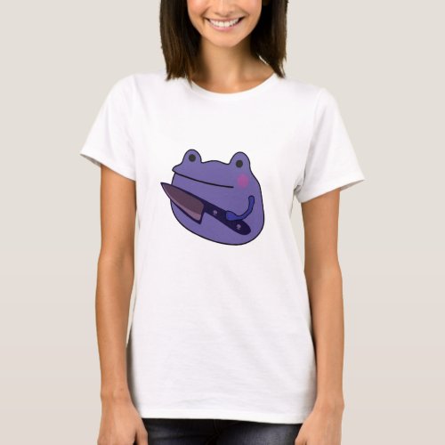 Funny Kawaii Frog With Knife Frog Lovers Gift T_Shirt