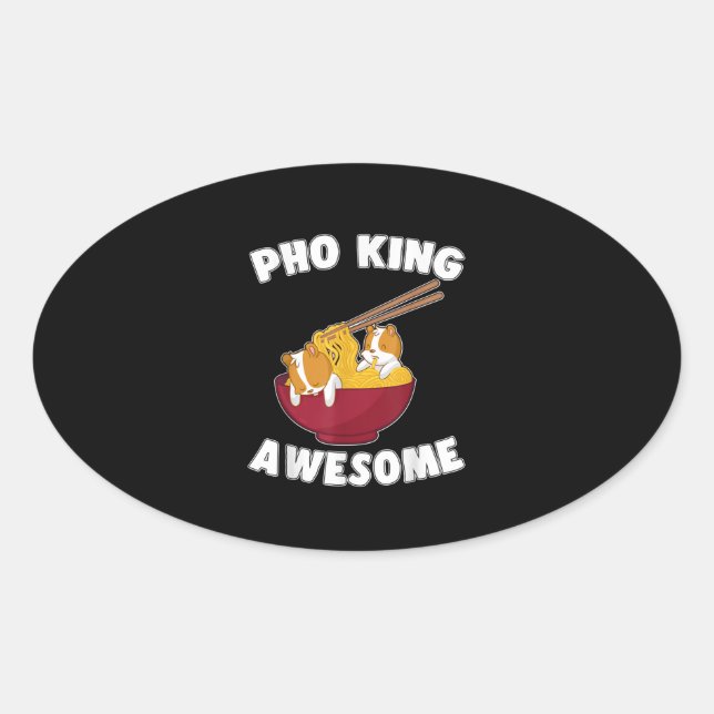 Funny Kawaii Hamster With Awesome Noodles Oval Sticker (Front)