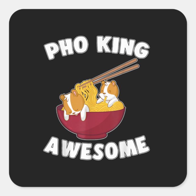 Funny Kawaii Hamster With Awesome Noodles Square Sticker (Front)