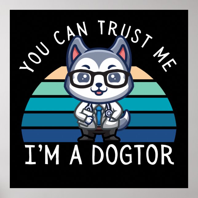 Funny Kawaii Husky Dog Doctor Poster (Front)