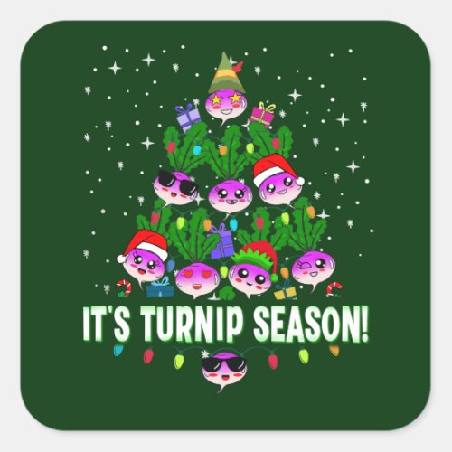 Funny Kawaii Its Turnip Season Christmas Xmas Tree Square Sticker
