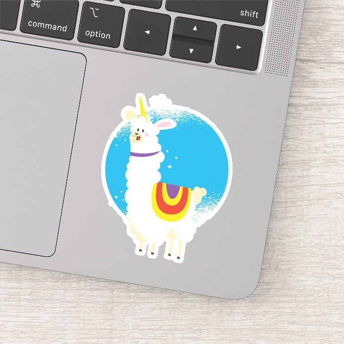 Funny Kawaii Llama Alpaca Unicorn Cute Shaped Sticker Zazzle