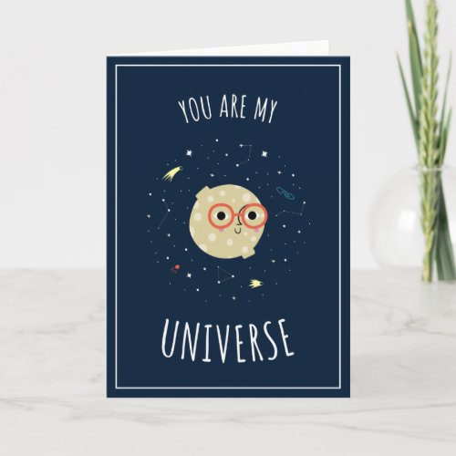 Funny Kawaii Moon Universe Constellation Valentine Card