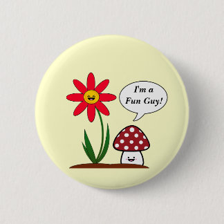 Funny Kawaii Mushroom Button