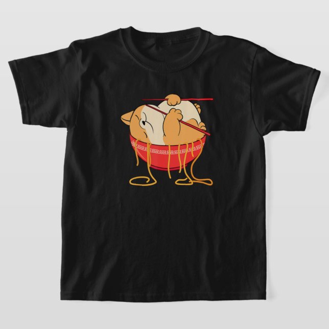 Funny Kawaii Neko Anime Cat Lover Japanese Ramen N T-Shirt (Laydown)