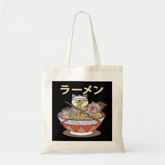 Funny Kawaii Ramen Cats Japanese Noodles Otaku Ani Tote Bag
