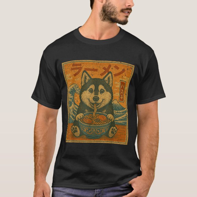 Funny Kawaii Ramen Husky Japanese Noodles Husky Ea T-Shirt (Front)