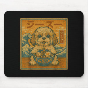 Funny Kawaii Ramen Japanese Noodles Shih Tzu Eatin Mouse Pad