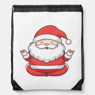 Funny Kawaii Santa Yoga Meditation Drawstring Bag