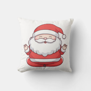 Funny Kawaii Santa Yoga Meditation Throw Pillow