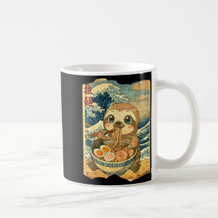 Funny Kawaii Sloth Ramen Noodle Bowl Japanese Wave Coffee Mug