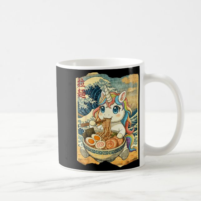 Funny Kawaii Unicorn Ramen Noodle Bowl Japanese Wa Coffee Mug (Right)