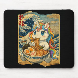 Funny Kawaii Unicorn Ramen Noodle Bowl Japanese Wa Mouse Pad