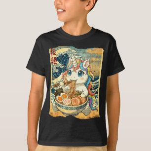 Funny Kawaii Unicorn Ramen Noodle Bowl Japanese Wa T-Shirt