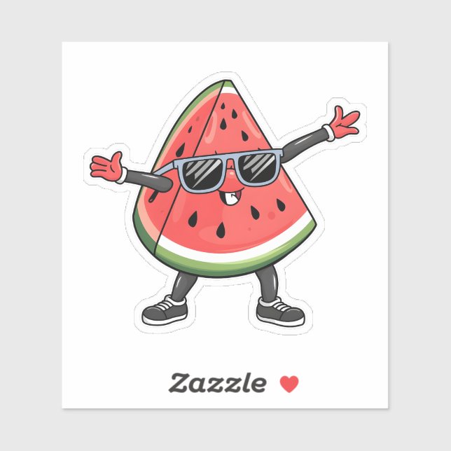 Funny Kawaii Watermelon Smiling with Sunglasses  Sticker (Sheet)