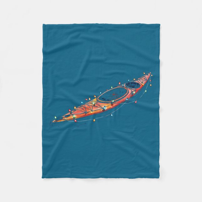 Funny Kayak Christmas Graphics Lights Lover Kayaki Fleece Blanket (Front)