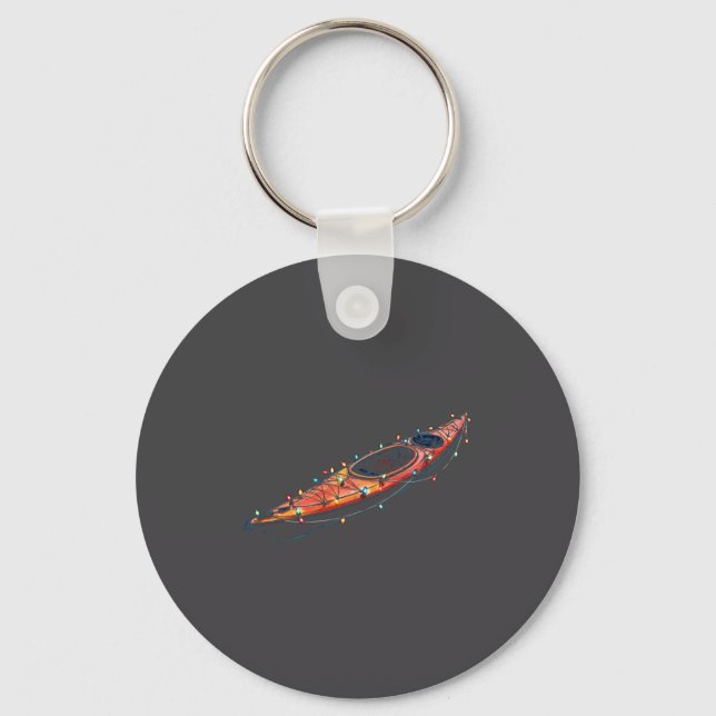 Funny Kayak Christmas Graphics Lights Lover Kayaki Keychain (Front)