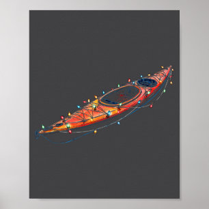 Funny Kayak Christmas Graphics Lights Lover Kayaki Poster