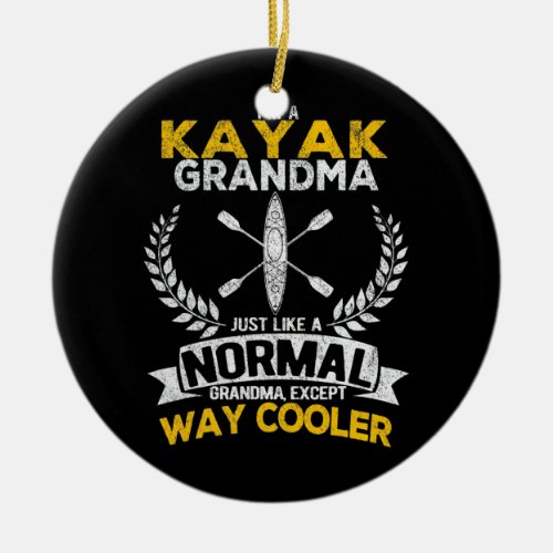 Funny Kayak Grandma Kayaking Paddling Vintage  Ceramic Ornament