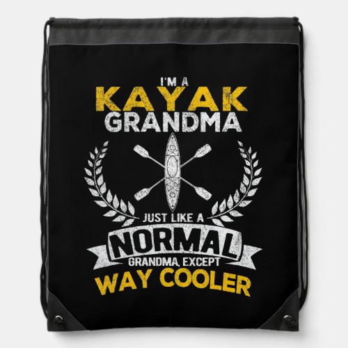 Funny Kayak Grandma Kayaking Paddling Vintage  Drawstring Bag