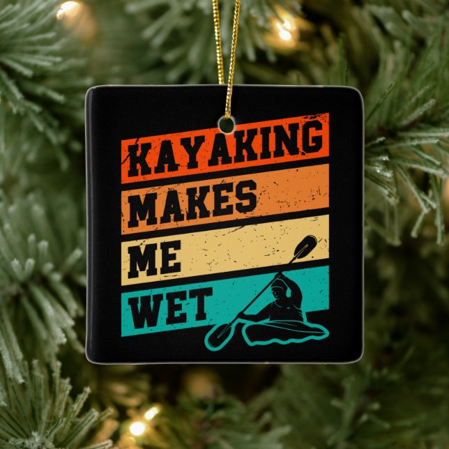 Funny Kayak Lover Kayaking Retro River Kayaker  Ceramic Ornament (Tree)