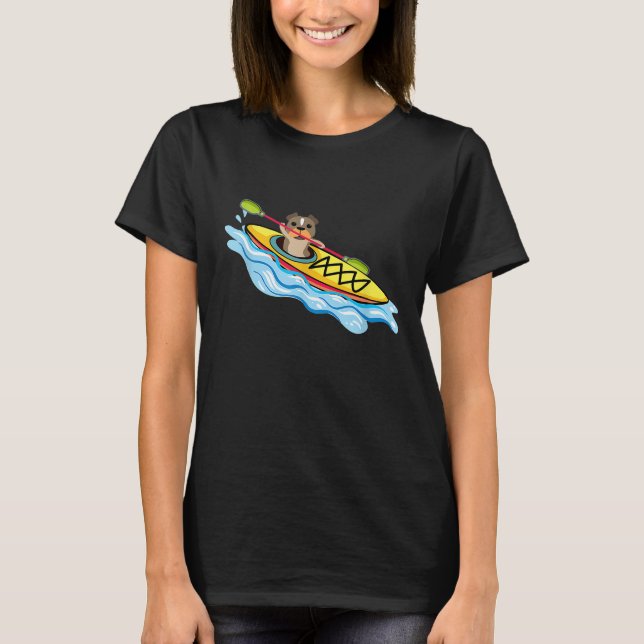 Funny Kayak Pitbull T-shirt Kayak Dog Buddy (Front)