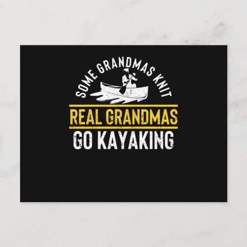 Funny kayaker Some grannies knitting Real Postcard