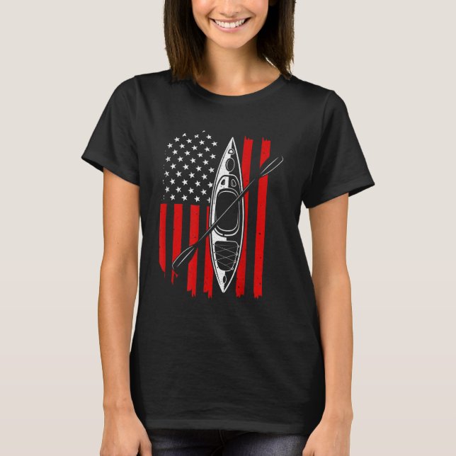 Funny Kayaking Gift For Men Women Cool American Fl T-Shirt (Front)