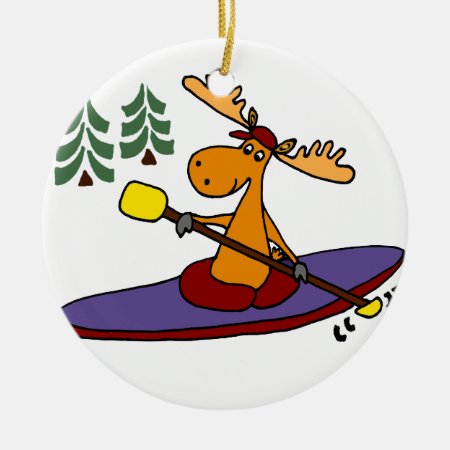 Funny Kayaking Moose Ceramic Ornament
