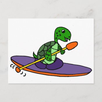 Funny Kayaking Sea Turtle Postcard by patcallum at Zazzle