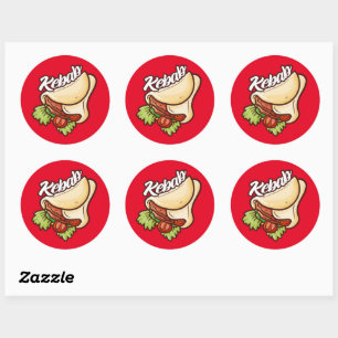Funny Kebab Cartoon Design Sticker